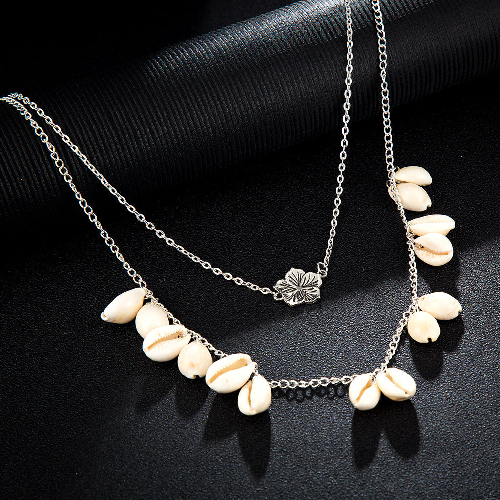 Alloy Flower Shell Necklace Necklace